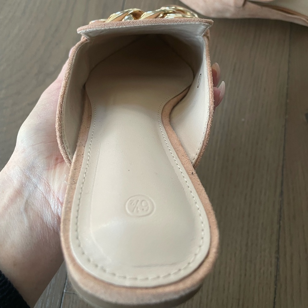 Juliet Holy Womens Mules Flats Pointed Toe Backless Metal Chain Slides, 6.5 - Picture 6 of 8